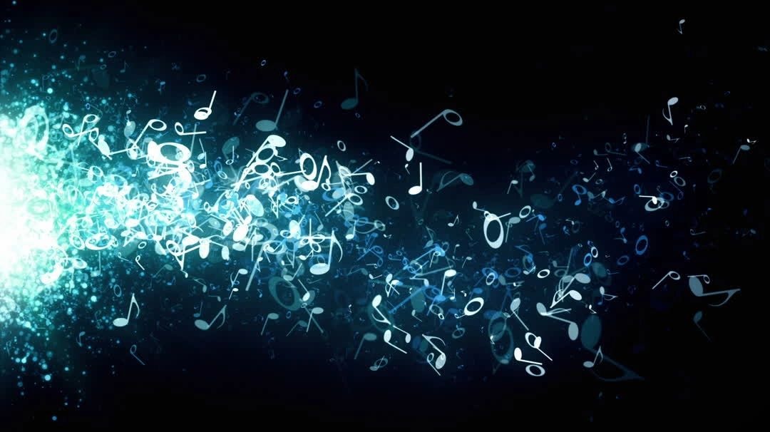 Abstract musical notes dispersing from a bright cyan light source — representing the energy and flow of Indigo Groove Depot's sound
